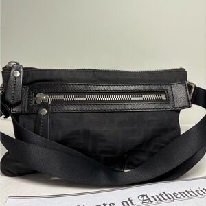 Authentic FENDI black ZUCCA belt/Crossbody bag with certificate